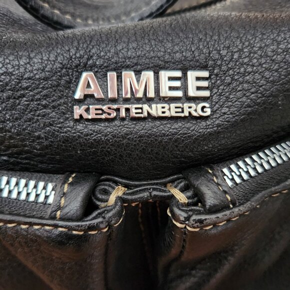AIMEE KESTENBERG BLACK GENUE PEBBLED LEATHER  HANDBAG - Picture 9 of 14